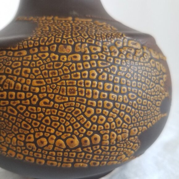 Royal Haeger Pottery Vase Set Brown Earth Wrap Volcanic Lava Orange Peel Glaze - Picture 9 of 15